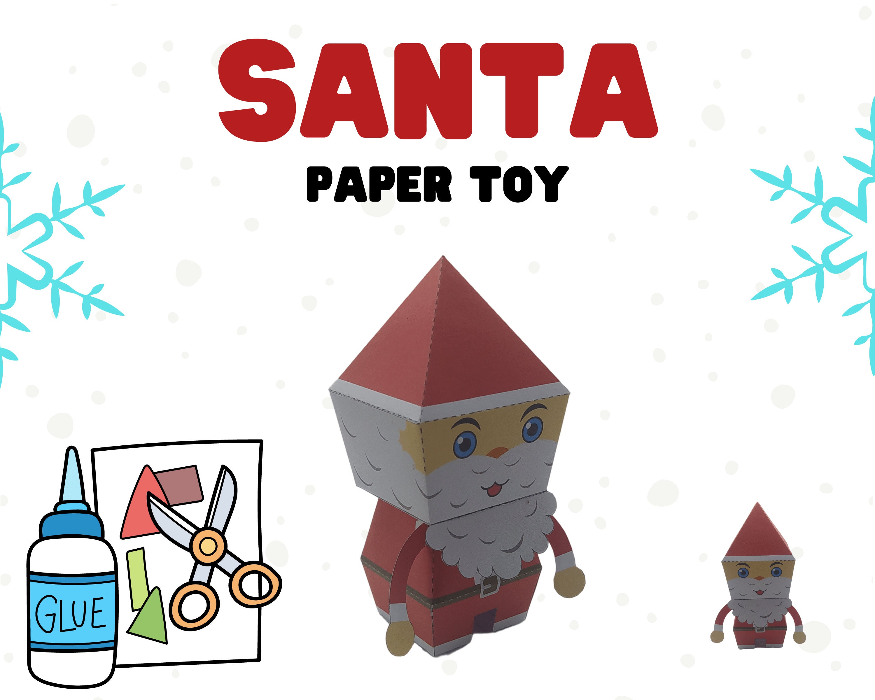 Santa Paper Toy Santa Papercraft Easy Paper Toys for Kids | Etsy UK