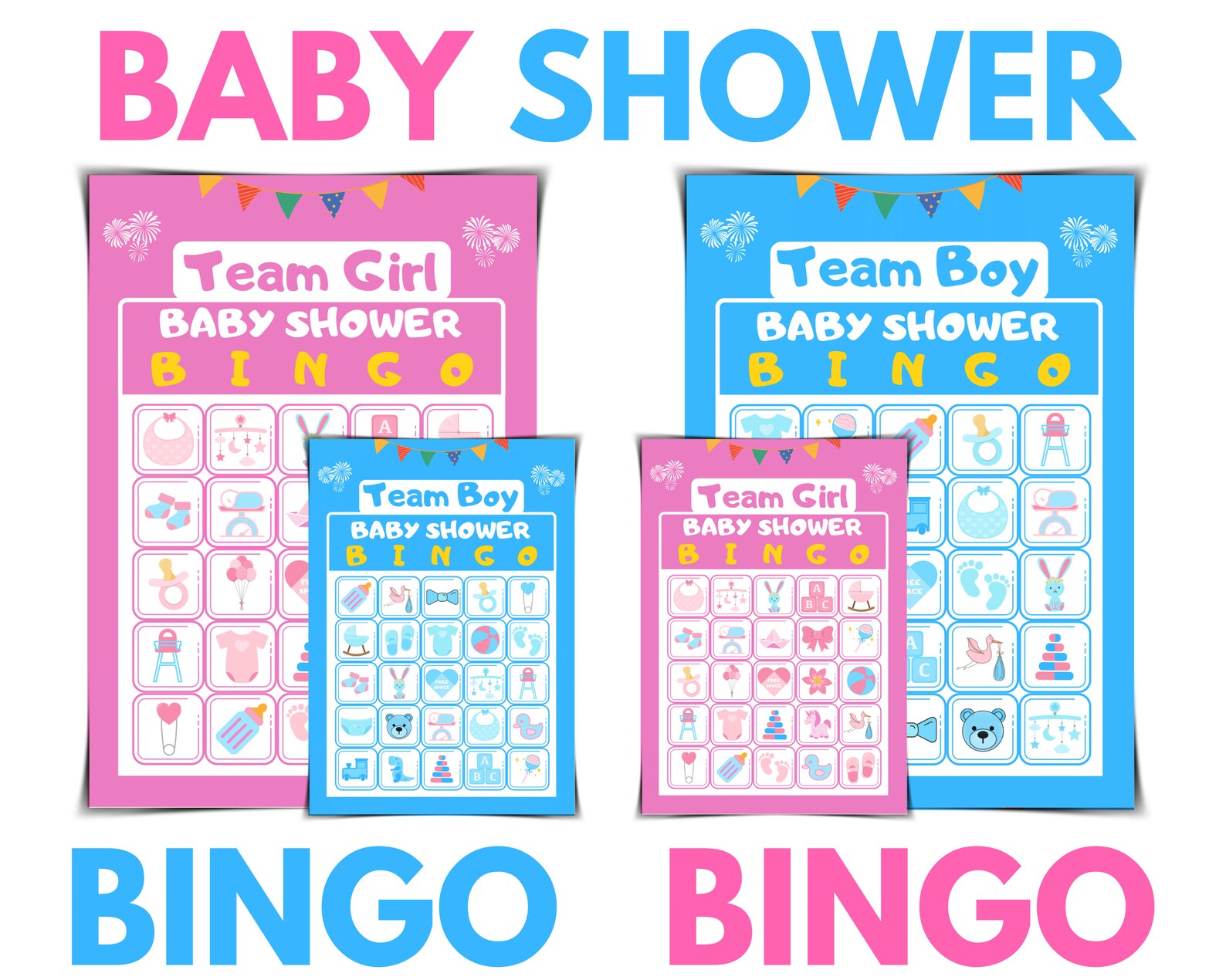 Baby Shower Bingo - Gender Reveal Game - Printable Gender Reveal Ideas ...