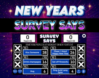 New Year’s Eve Survey Says Game | Family Feud Style Party Game | Interactive Gameshow | New Year's party ideas for family, Teams & Classroom