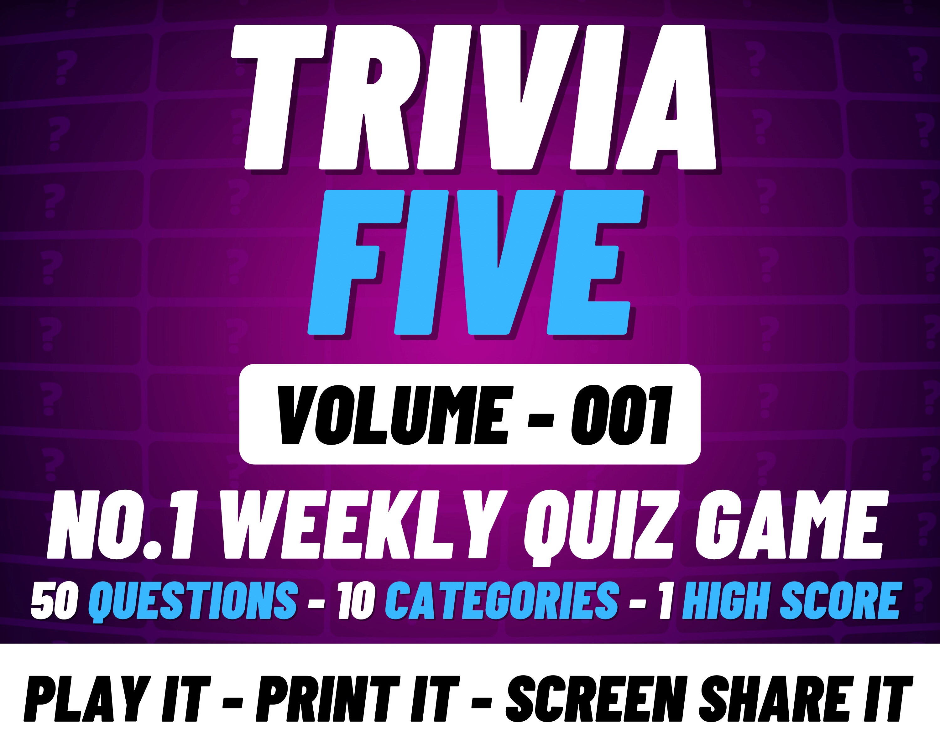 Weekly Trivia Quiz Game Printable Questions & Answers Zoom - Etsy
