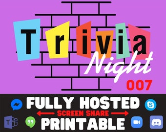 Trivia Quiz Night Printable - Games Night - Pub Quiz - Hosted Quiz - Ready Made Quiz - Family Quiz - Zoom Game - Screenshare Games - Digital