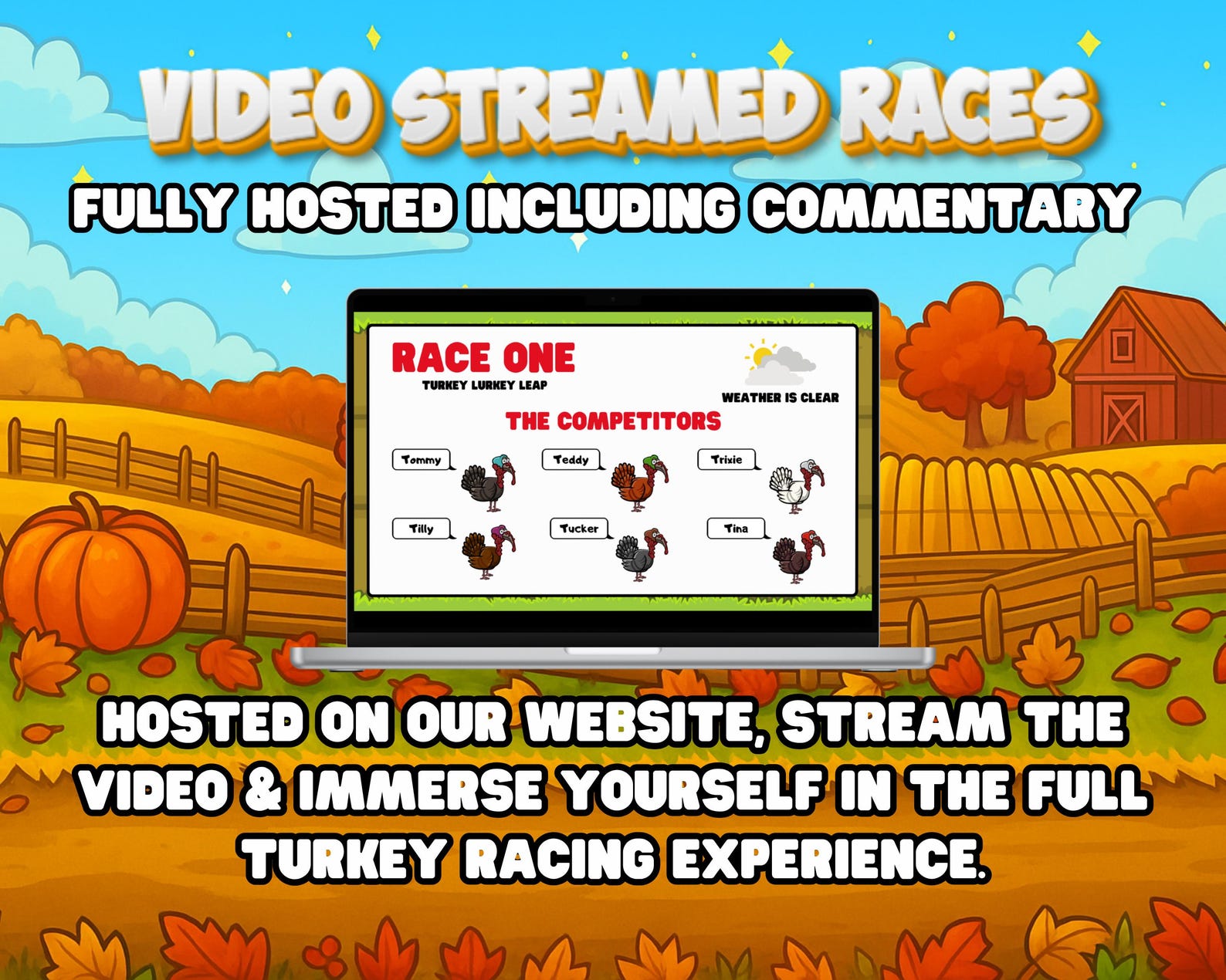 Thanksgiving Virtual Game | Turkey Racing Zoom Party Activity - Etsy