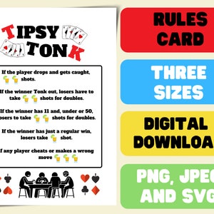 Tipsy Tonk Rules : jeu à boire imprimable (téléchargement numérique)