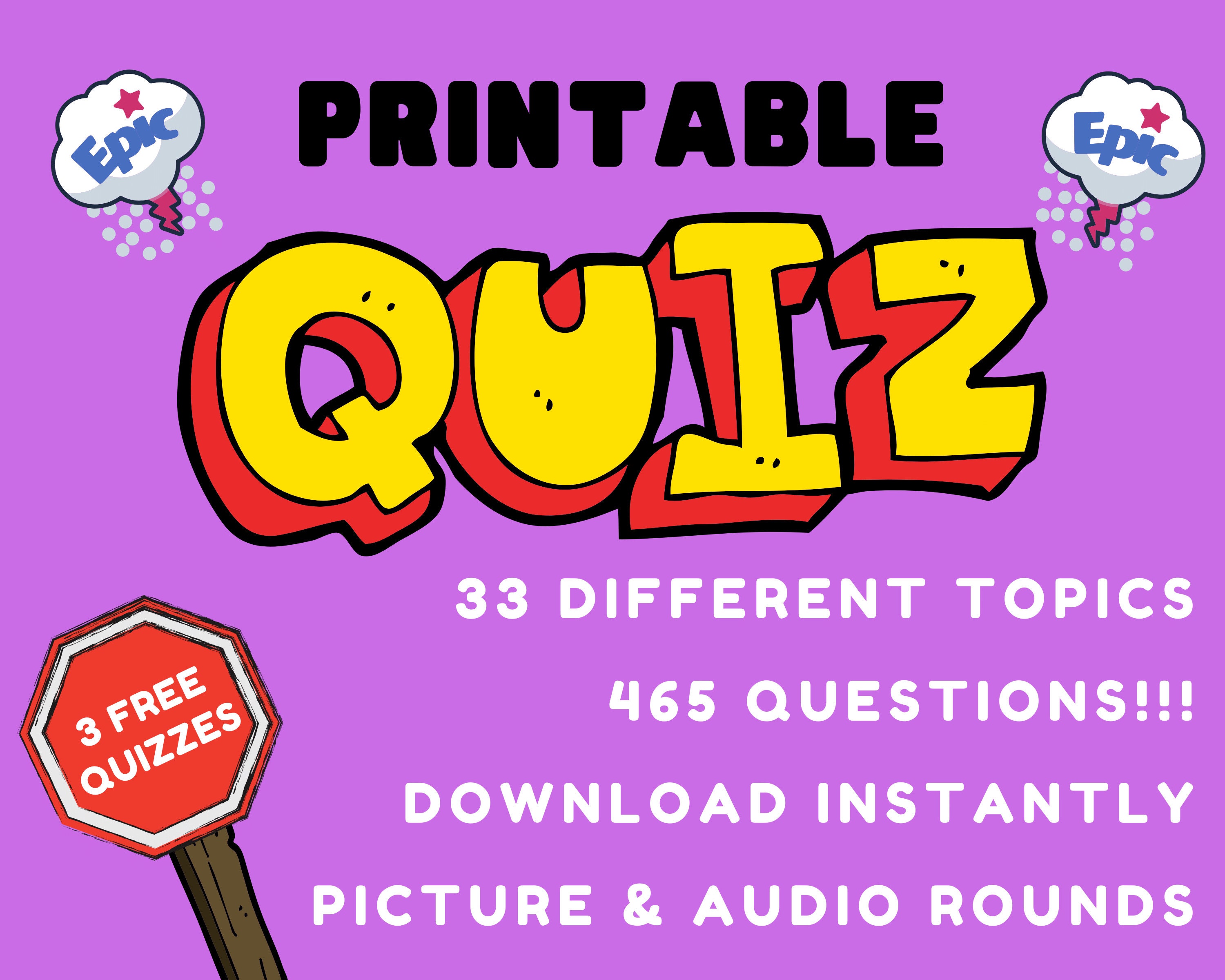 Printable Trivia Quiz Games Night Pub Quiz Lockdown Game Etsy