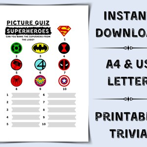 Printable Superhero Logo Picture Quiz Pub Quiz Picture Round - Etsy UK