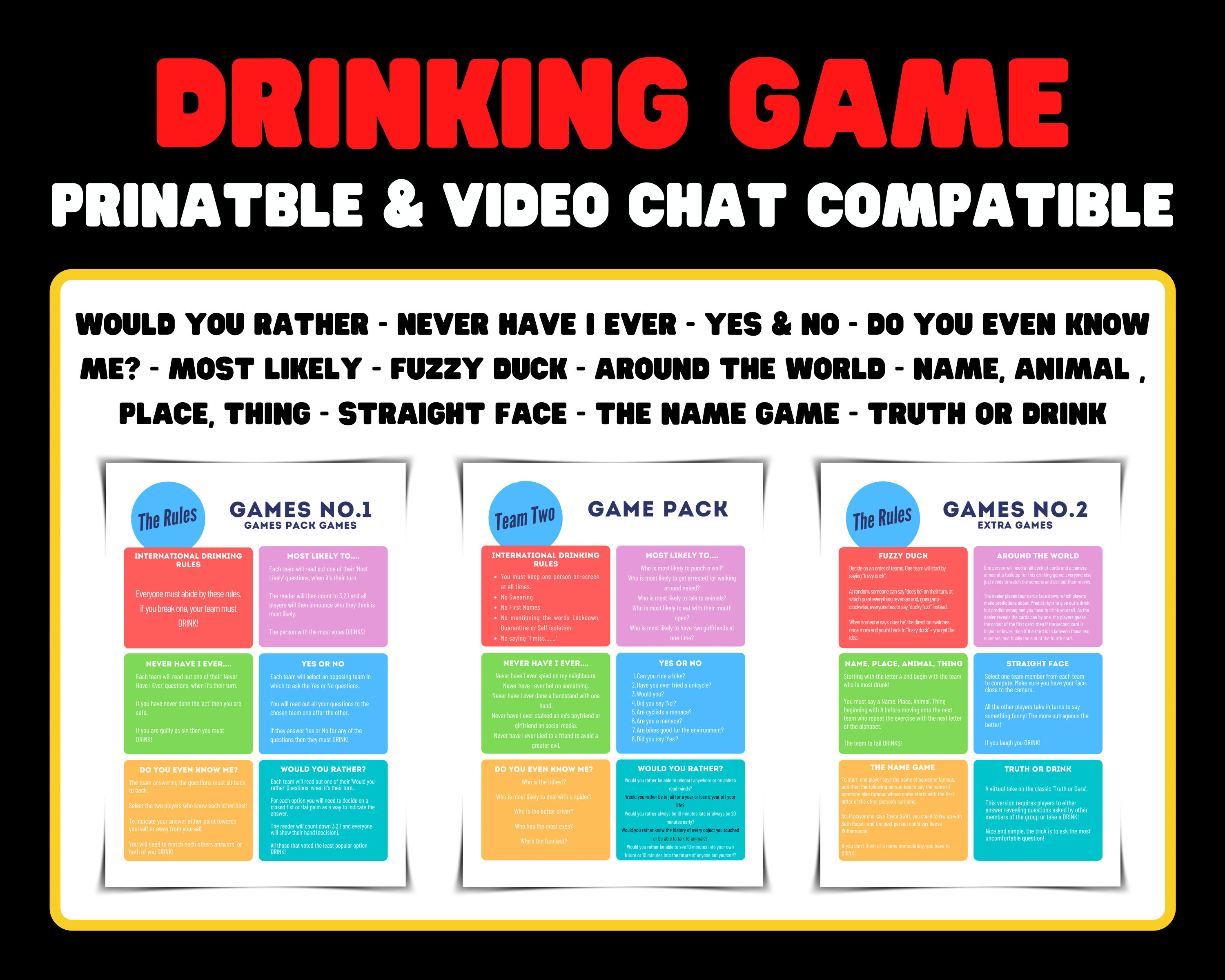 Drinking Games Megapack Printable Party Drinking Games Etsy UK