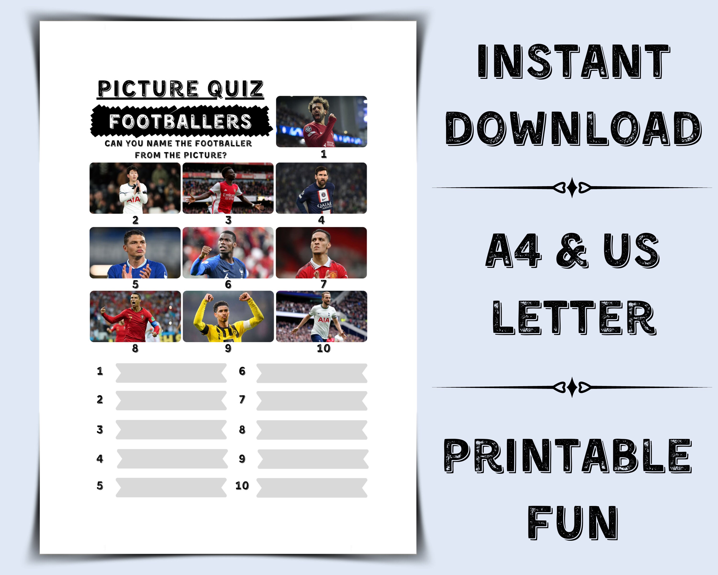 Printable Picture Quiz Famous Footballers Pub Quiz Picture Round Football Trivia Quiz Name the
