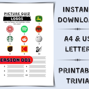 Printable Logo Picture Quiz: Family Trivia Game (Instant Download)