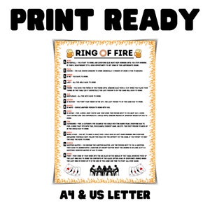 Ring of Fire Rules - Printable Drinking Ring of Fire Rules - Drinking ...