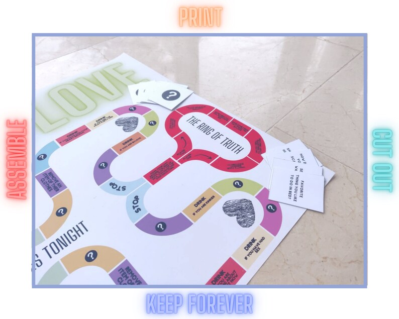 Drunk in Love Printable Board Game Couples Board Game Valentines Games ...