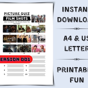 Movie Picture Quiz: Film Shots Trivia Game (Instant Download)