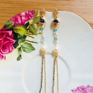 Natural Pearl Earrings/Handmade freshwater Pearl with 14K gold plated/100% original creation/Gift for Her
