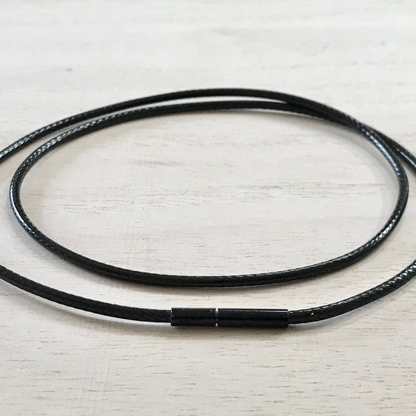 Leather Necklace cord/1.0mm,1.5mm,2.0mm,3.0mm Black Leather Cord Chain Necklace/BLACK Leather Necklace with BLACK push and twist clasp