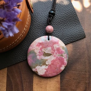 Natural Rhodonite Necklace/Unique Pink Rhodonite Necklace/Rhodonite Round Gemstone/Rhodonite Necklace/Birthday Gift/Healing Stones