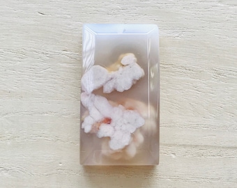 Madagascar Flower Agate Pendant Necklace, Natural Cherry Blossom Agate