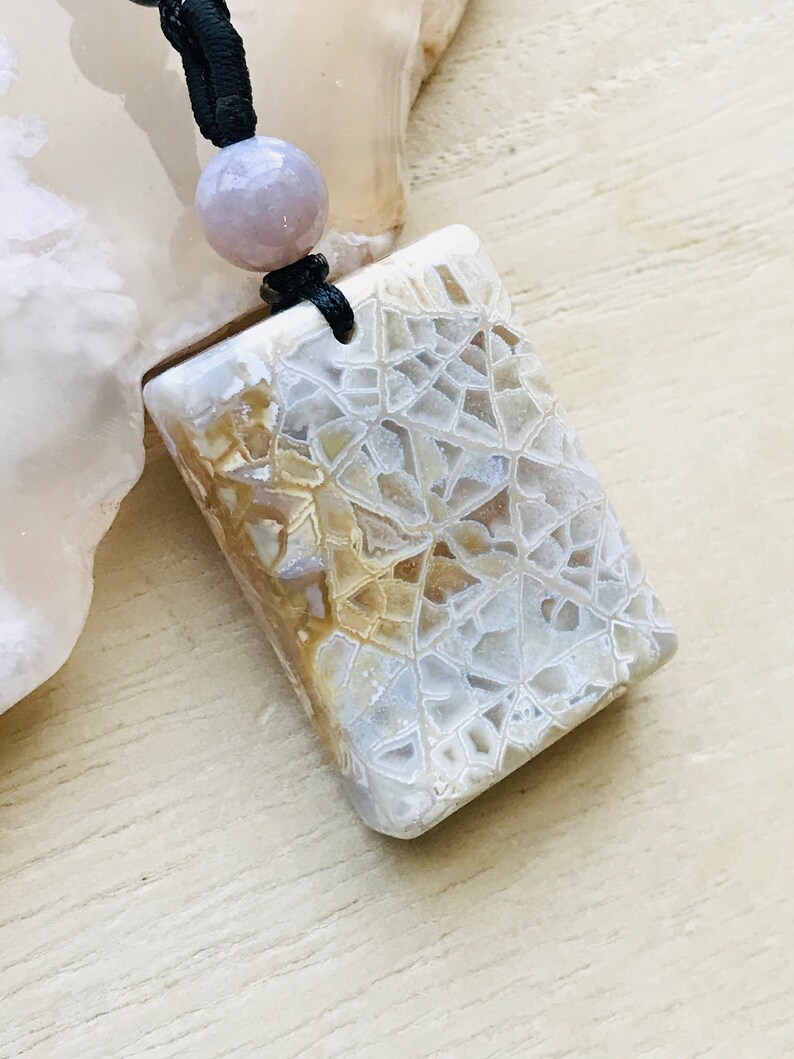 Unique Fossilized CoralNatural Agatized Fossil Coral NecklaceFossil Coral JadeFossil Coral NecklaceChrysanthemum Jade Rectangle Pendant