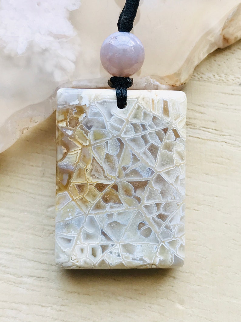 Unique Fossilized CoralNatural Agatized Fossil Coral NecklaceFossil Coral JadeFossil Coral NecklaceChrysanthemum Jade Rectangle Pendant