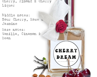 Cherry Almond Vanilla Fragrance, Perfume Sample, Feminine Sweet Scent, Cherry Dessert, Handmade Small Batch Romantic Cozy Perfume