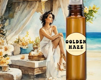 Aceite de perfume roll-on Golden Haze, fragancia floral de coco para verano, Eau de Parfum, fragancia floral tropical playera dulce, perfumes playeros