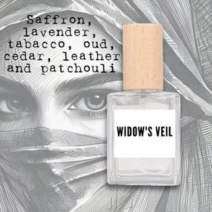 Widow’s Veil Perfume | Dark Gothic Mood Fragrance with Patchouli, Oud, Leather, Saffron, Lavender & Cedar | Handcrafted Unisex Scent