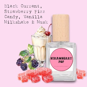 Strawberry Pop Perfume – Handmade Candy Scented Fragrance with Fizzy Strawberry Notes – Sweet Gift for Her or Teen, EDT scent, Sample Decant