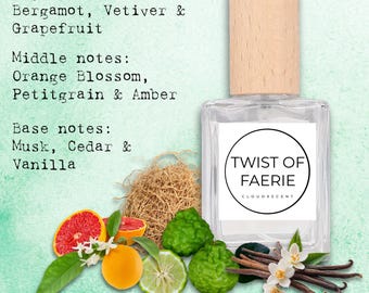Perfume de bergamota definitivo, "Twist of Faerie" - Perfume EDP unisex, aroma extra fresco y cítrico, perfume artesanal de lujo.
