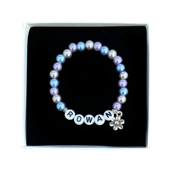 Flower Girl Bracelet Gift Custom Name Bracelet Alphabet Etsy