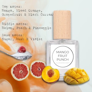 Mango Fruit Punch Gourmand Fruity Fragrance, Frangrance Samples EDP Tropical Summer Frangrance Sweet Perfume Mango Peach Grapefruit Scent
