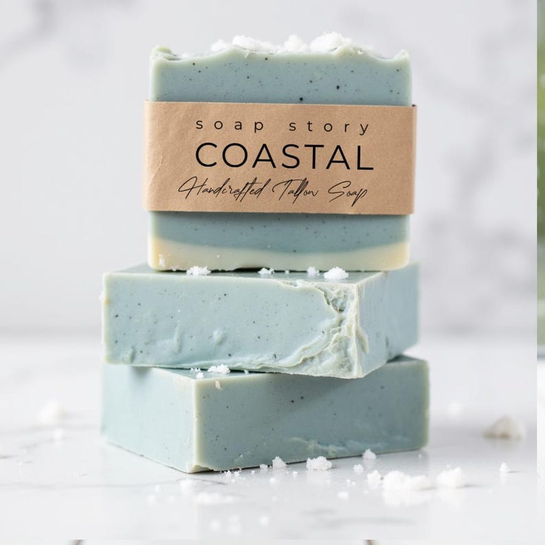 COASTAL – Natural Tallow Sea Salt Cold Process Soap Fresh Citrus Scent ...