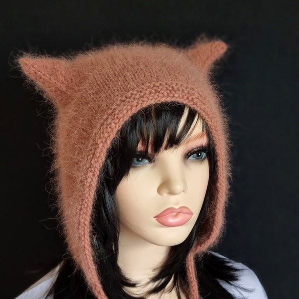 Bonnet Adult Cute Knitted Hat with Cat Ears, Wool hat, manga-anime
