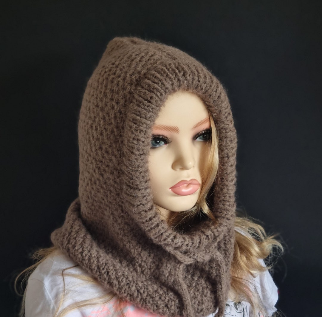 Knitted Hood Warm Balaclava Handknitted Winter Hat Scarf Etsy