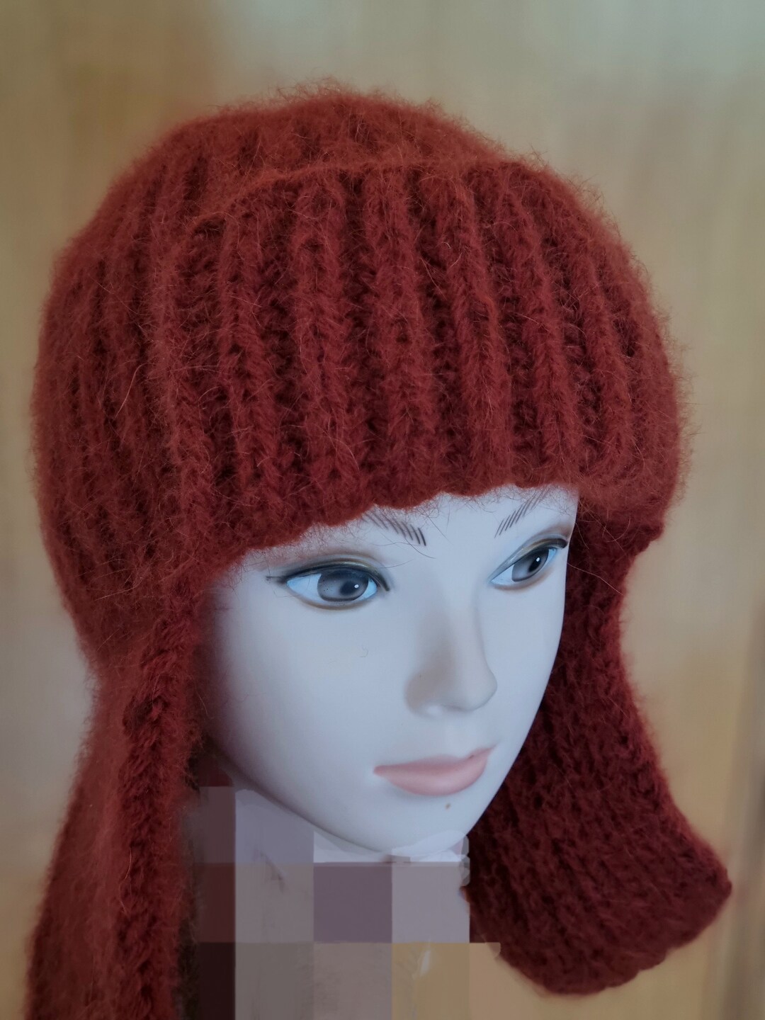 Knit Bucket Hat Fluffy Knit Earflap Hat Chunky Knitted Hat Etsy