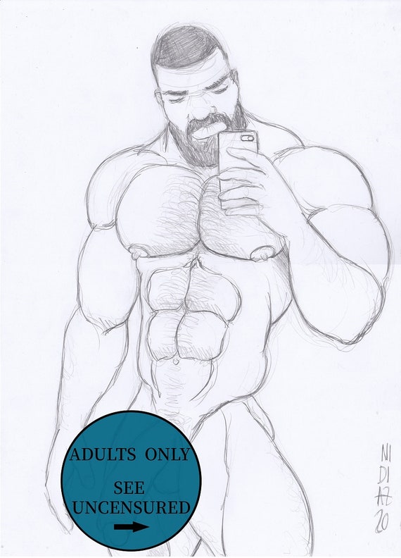 GAY. Hombre musculoso desnudo. XXL - Etsy España