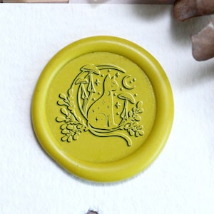 Kit de sellos de cera con diseño de gato, sello con diseño de luna y gato, sello de cera con forma de hongo, sello de cera para sobres, sello de boda, juego de sellos de cera para fiestas.
