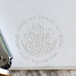 Ex Libris-embosserstempel met kristal, uit de bibliotheek van, geweldig cadeau voor boekenliefhebber, boekembosser, bibliotheekzegelembosser, handbediende embosser