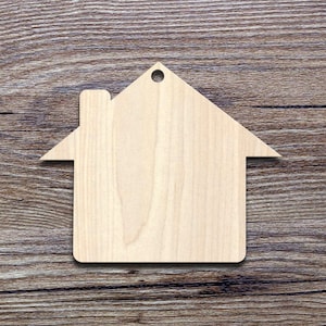 Houten huis vorm uitsnijdingen, effen vorm voor scrapbooking, DIY crafting hout lasergesneden tags, houten ambachtelijke benodigdheden, houten feestdecor
