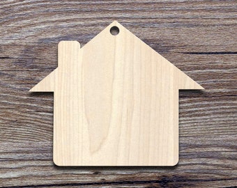 Découpes en forme de maison en bois, forme unie pour le scrapbooking, bricolage, étiquettes découpées au laser en bois, fournitures pour travaux manuels en bois, décoration de fête en bois