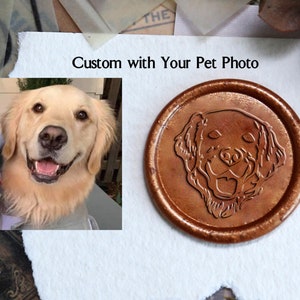 Tampon de cire personnalisé pour portrait d'animal de compagnie, créez un tampon de cire avec la photo de votre animal de compagnie, tampon pour amoureux des chiens, sceau de cire de fête, tampon de cire cadeau pour amoureux des animaux de compagnie