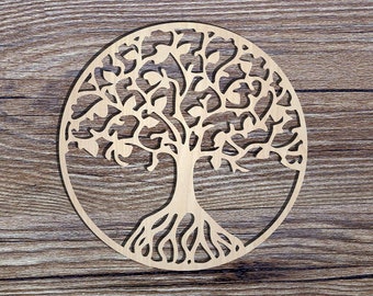 Tree of Life Wood Coaster, Tree shape for scrapbooking, DIY Crafting Wood Laser Cut Tags, Wood Craft Supplies, Wooden Party Decor