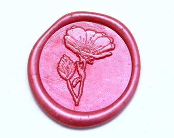 Poppy Flowers wax seal stamp kit, Flowers sealing wax stamp, wedding envelope seal,party wax seal stamp set, Wax seal stamp Gift