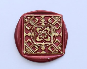 Antique Floral Vintage Tile wax seal stamp kit,  wedding envelope seal, Antique Floral wax stamp kit, Vintage Tile Wax seal stamp Gift
