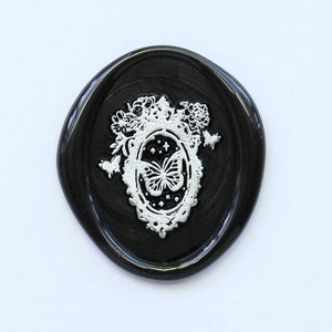 Selo de cera com borboleta e espelho mágico, kit de selo de cera com borboleta e flor, selo de envelope de casamento floral, selo de cera para presente