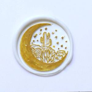 Selo de cera para plantas lunares / selo de suculentas para cactos, kit de selo de cera para plantas lunares, selo de envelope de casamento, conjunto de presente com selo de cera