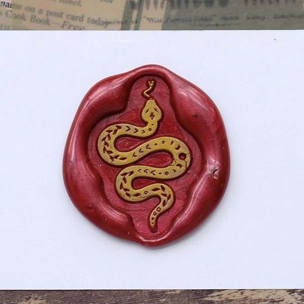 Snake Wax Stamp kit with leaves,  Munin Norse Mythology wax stamp , Snake wax seal Stamp , Party envelope seal, Wax seal stamp Gift