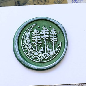 Mond und Tannenbaum Wachssiegel Stempel Set, Mond Wachssiegel Stempel Geschenk, Mondlicht Wachssiegel Stempel Hochzeit, Wachssiegel Stempel Geschenk für Kinder