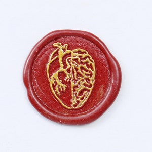 Kit timbro sigillo in ceralacca a forma di cuore e cervello, timbro sigillo a forma di cuore, kit timbro sigillo in ceralacca per feste, timbro sigillo in ceralacca, timbro sigillo per buste.