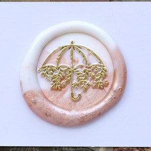 Regenschirm mit Blumenwachsstempelset, Regenschirmwachssiegelstempel, Hochzeitumschlagsiegel, Partywachssiegelstempel-set, Wachssiegelstempel Geschenk