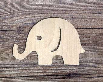 Baby Elephant Wooden blank Cutout, Animal party decor, DIY Crafting Wood Laser Cut Tags, Wood Craft Supplies, Wooden Party Decor