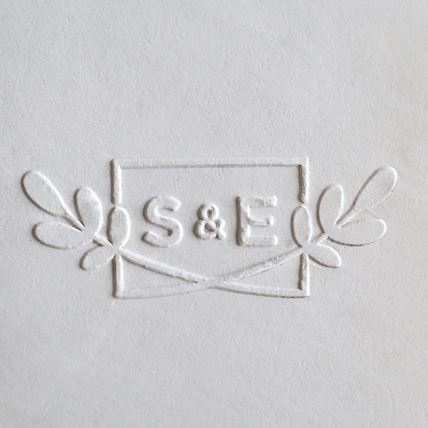 Wedding Embosser with leaf,Envelopes Embosser,Wedding embosser with initials and date, valentines day gift,hand held embosser