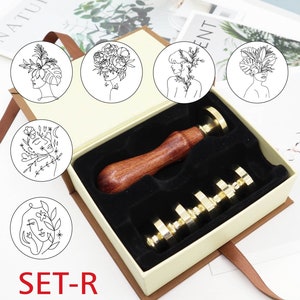 Sellos de lacre con diseño floral para mujer, colecciones de sellos, diseño artístico con kit de sellos de lacre, juego de sellos de lacre con forma de corazón, sellos de flores, sellos de lacre de artista únicos, regalo.